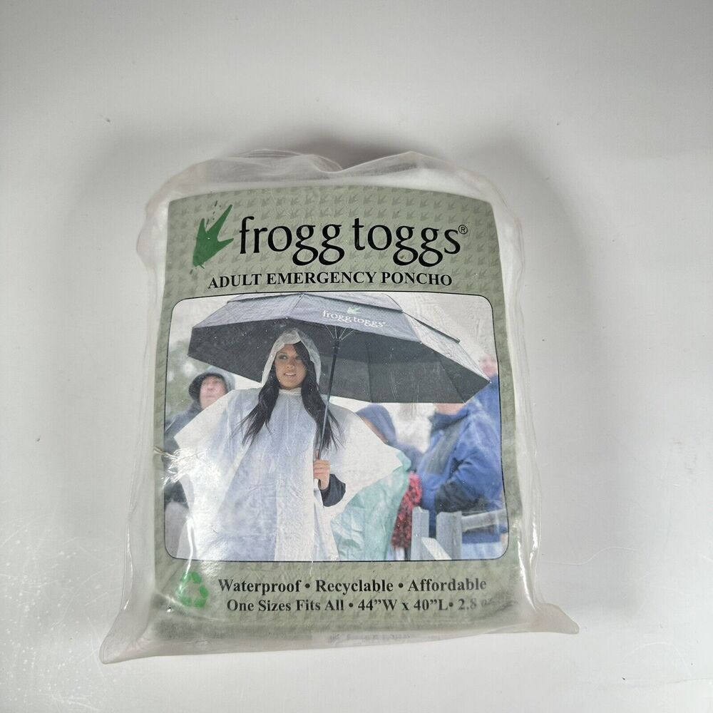 Frogg‎ Toggs Adult Poncho Ultra Lite "One Size Fits All" 44"W x 40"L Clear